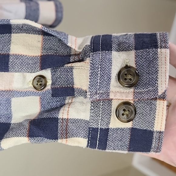 Carhartt Navy Cream Pink Plaid Rugged Flex Button Up Long Sleeve Shirt Loose Fit - Picture 7 of 14